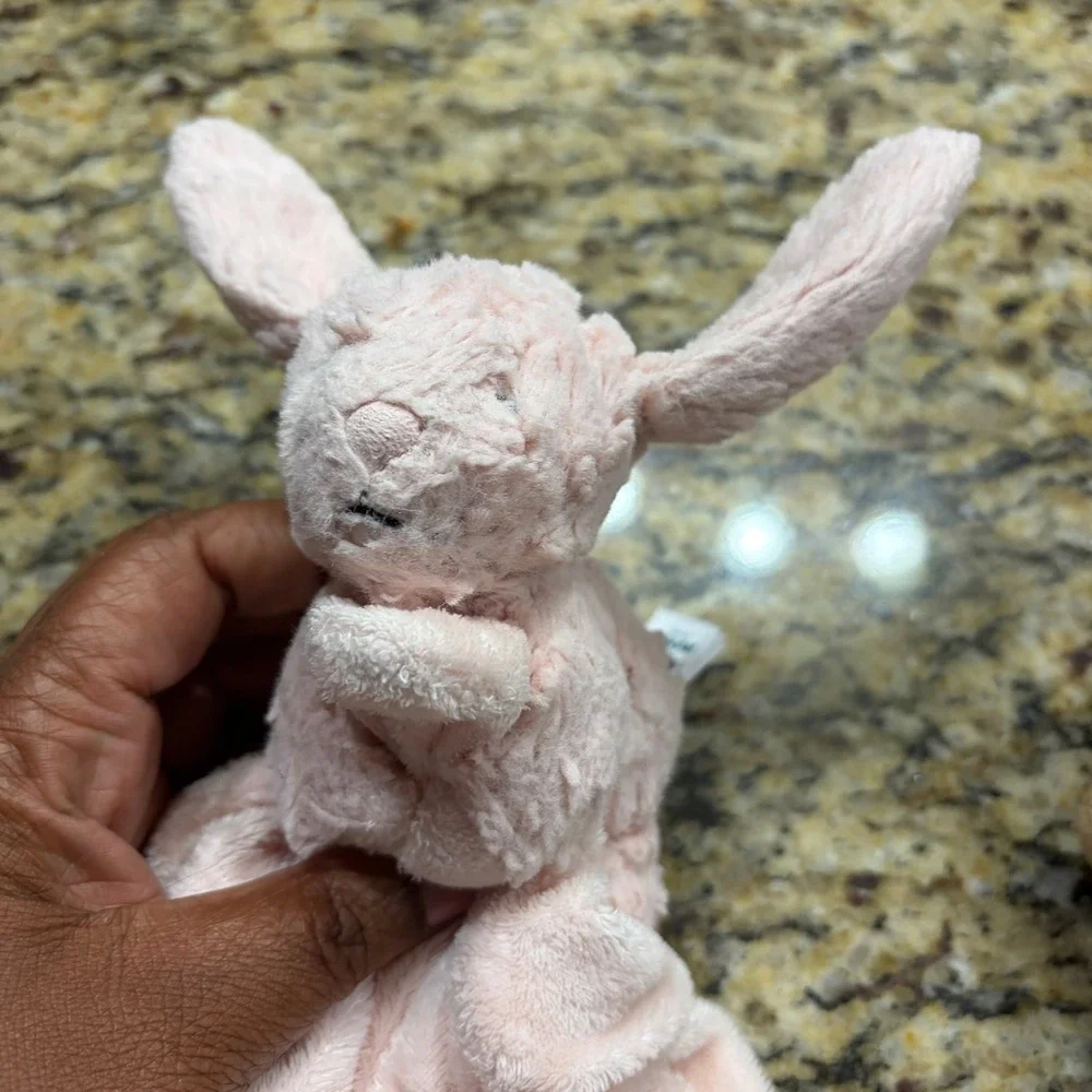 Jellycat Bashful Bunny Bear Soother Blanket Set Pink Tan Plush Security 13x13